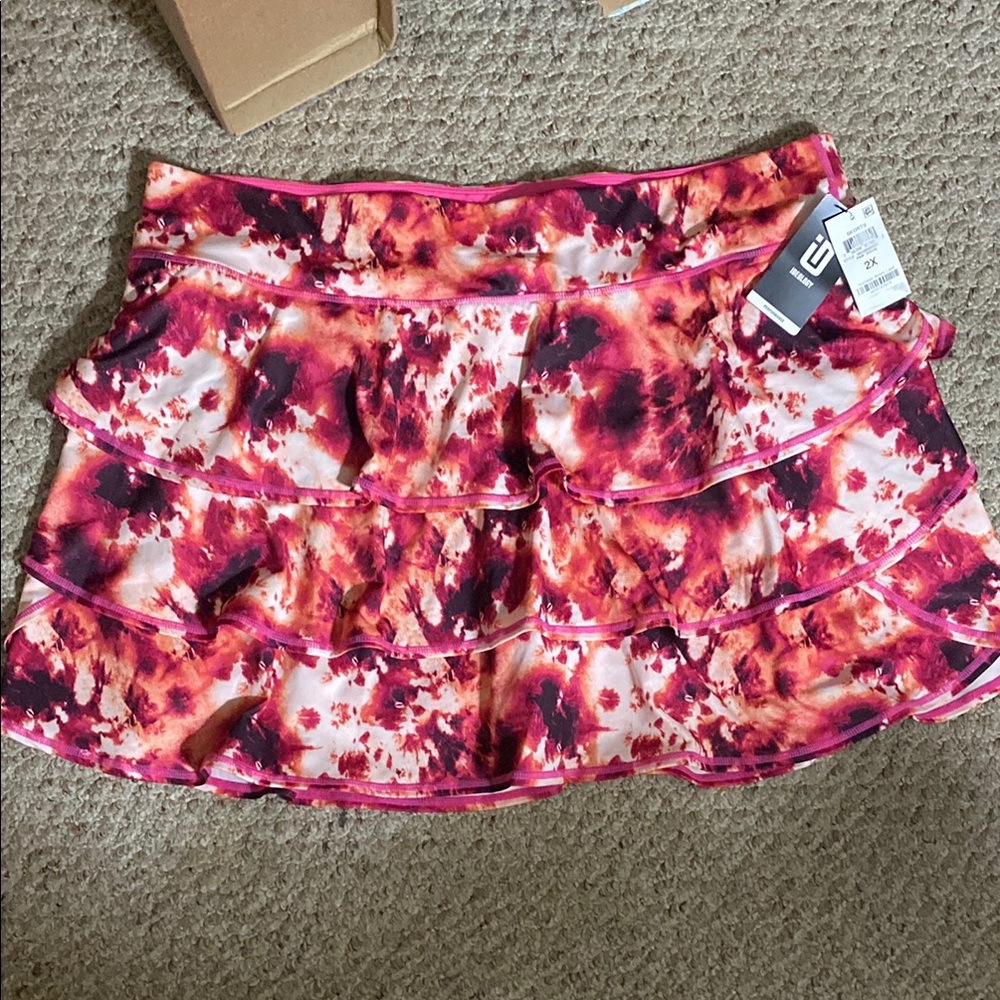 Plus size Ideology pink ruffled performance skort